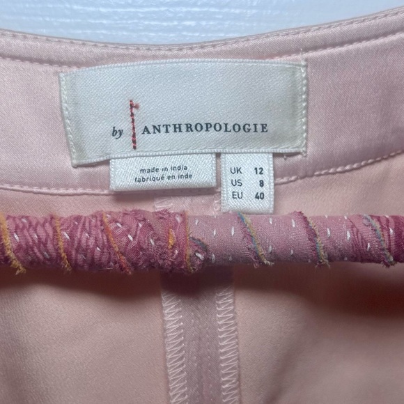 Anthropologie Scoop-Neck Silky Crop Top Peach Back Zip - Picture 5 of 5